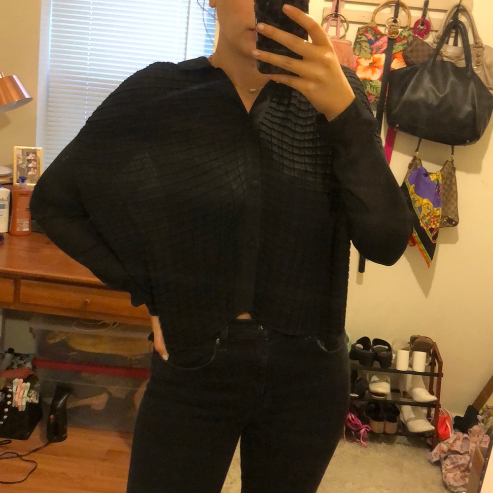 Vivienne Tam Pleated Bat Wing Vintage Blouse XS